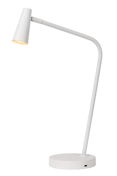 Lucide STIRLING - wiederaufladbare Stehlampe Mit Leselampe - Akku/Batterie - LED Dim. - 1x3W 2700K - 3 StepDim - Weiß