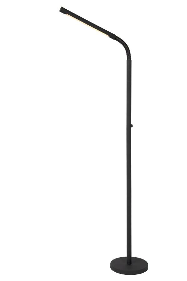 Lucide GILLY - wiederaufladbare Stehlampe Mit Leselampe - Akku/Batterie - LED Dim. - 1x3W 2700K - Schwarz - EINgeschaltet