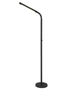 Lucide GILLY - wiederaufladbare Stehlampe Mit Leselampe - Akku/Batterie - LED Dim. - 1x3W 2700K - Schwarz EINgeschaltet