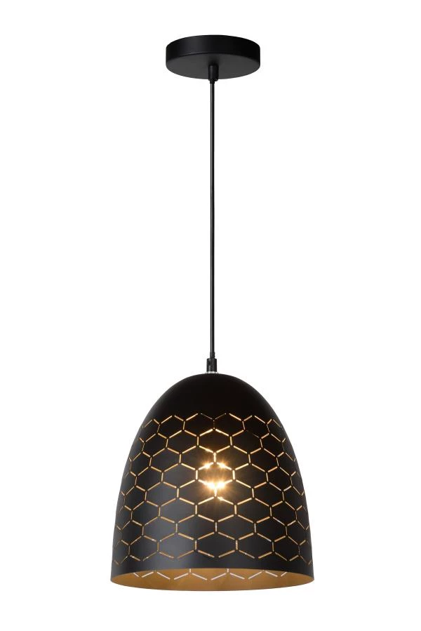 Lucide GALLA - Hanglamp - Ø 25 cm - 1xE27 - Zwart - aan