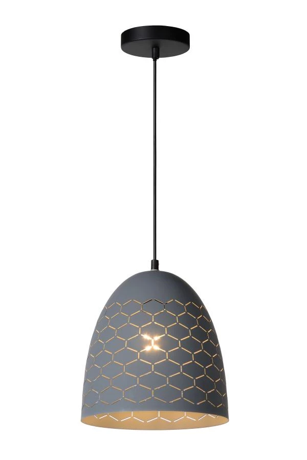 Lucide GALLA - Hanglamp - Ø 25 cm - 1xE27 - Grijs - aan 6