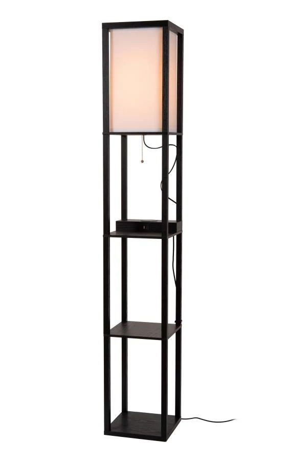 Lucide MENNO - Floor lamp - 1xE27 - With wireless charger - Black - on