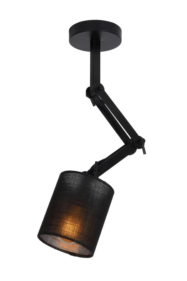 Lucide TAMPA - Plafonnière - Ø 12 cm - 1xE27 - Zwart - aan