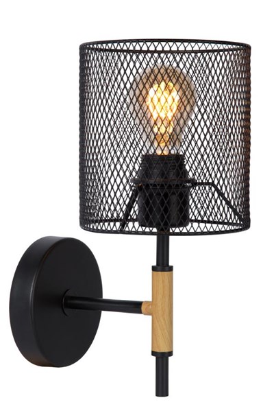 Lucide BASKETT - Lámpara de pared - 1xE27 - Negro