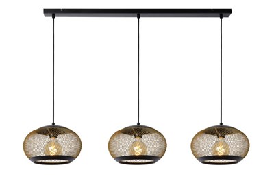 Lucide LUCAS - Hanglamp - 3xE27 - Mat Goud / Messing