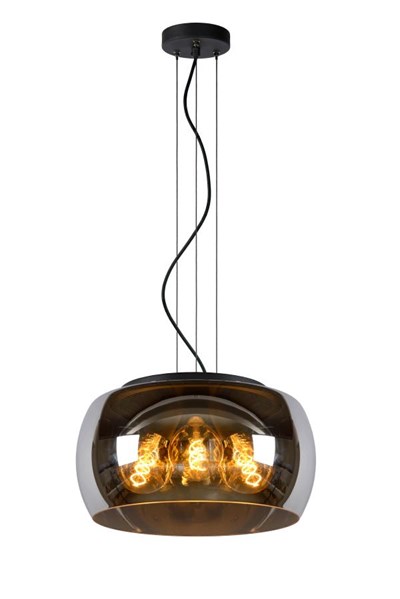 Lucide OLIVIA - Lámpara colgante - Ø 40 cm - 3xE27 - Ahumado