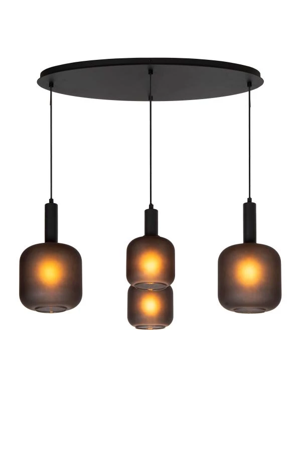 Lucide ELOISE - Hanglamp - 4xE27 - Zwart - aan