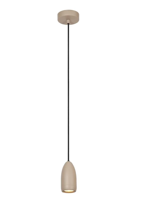 Lucide EVORA - Hanglamp - Ø 10 cm - 1xGU10 - Taupe - aan 1