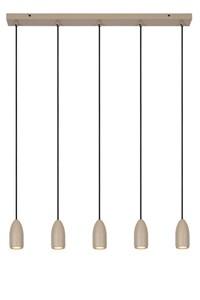 Lucide EVORA - Hanglamp - Ø 10 cm - 5xGU10 - Taupe aan 1