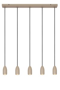 Lucide EVORA - Hanglamp - Ø 10 cm - 5xGU10 - Taupe aan 1