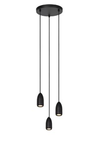 Lucide EVORA - Hanglamp - Ø 25 cm - 3xGU10 - Zwart aan