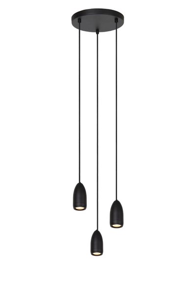 Lucide EVORA - Lámpara colgante - Ø 25 cm - 3xGU10 - Negro