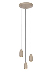 Lucide EVORA - Pendelleuchten - Ø 25 cm - 3xGU10 - Taupe AAN 1