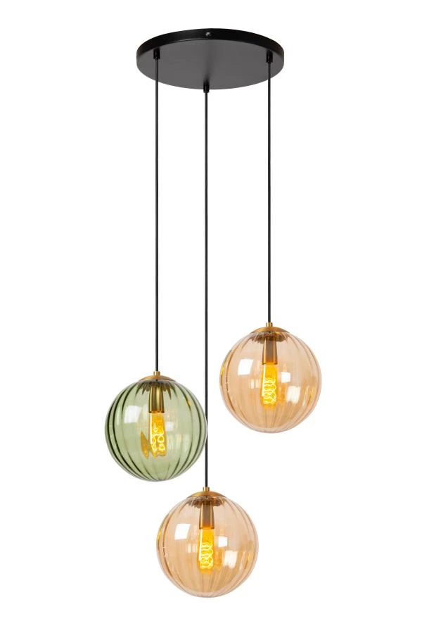 Lucide MONSARAZ - Pendant light - Ø 35 cm - 3xE27 - Green - on 3