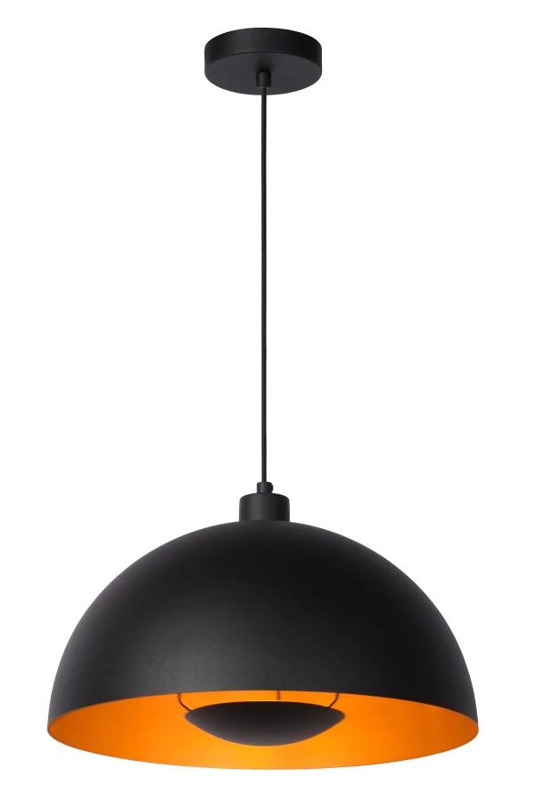 Lucide SIEMON - Hanglamp - Ø 40 cm - 1xE27 - Zwart - aan