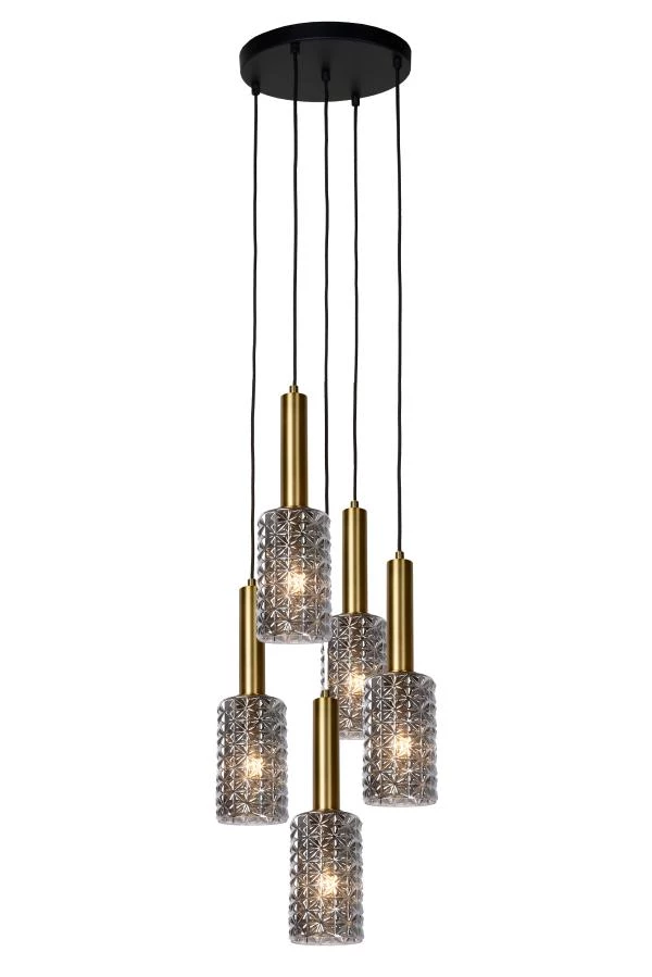 Lucide CORALIE - Pendant light - Ø 30 cm - 5xE27 - Matt Gold / Brass - on 2