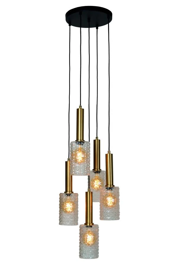 Lucide CORALIE - Pendant light - Ø 30 cm - 5xE27 - Transparant - on