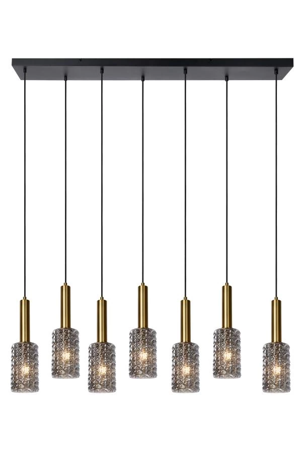 Lucide CORALIE - Hanglamp - 7xE27 - Mat Goud / Messing - aan 2