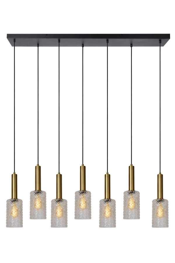 Lucide CORALIE - Hanglamp - 7xE27 - Transparant - aan