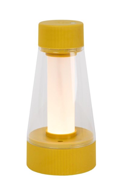 Lucide LORALI - Lampe de table Rechargeable - Batterie/Piles - LED Dim. - IP44 - Jaune Ocre