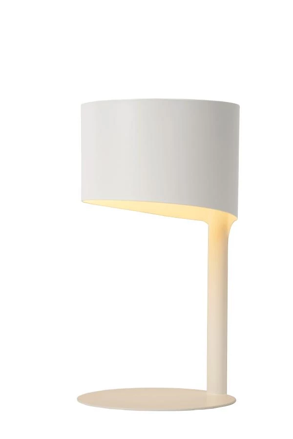 Lucide KNULLE - Lampe de table - Ø 15 cm - 1xE14 - Blanc - allumé 1
