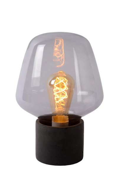 Lucide BECKY - Tischlampe - Ø 20 cm - 1xE27 - Rauchfarbe Grau