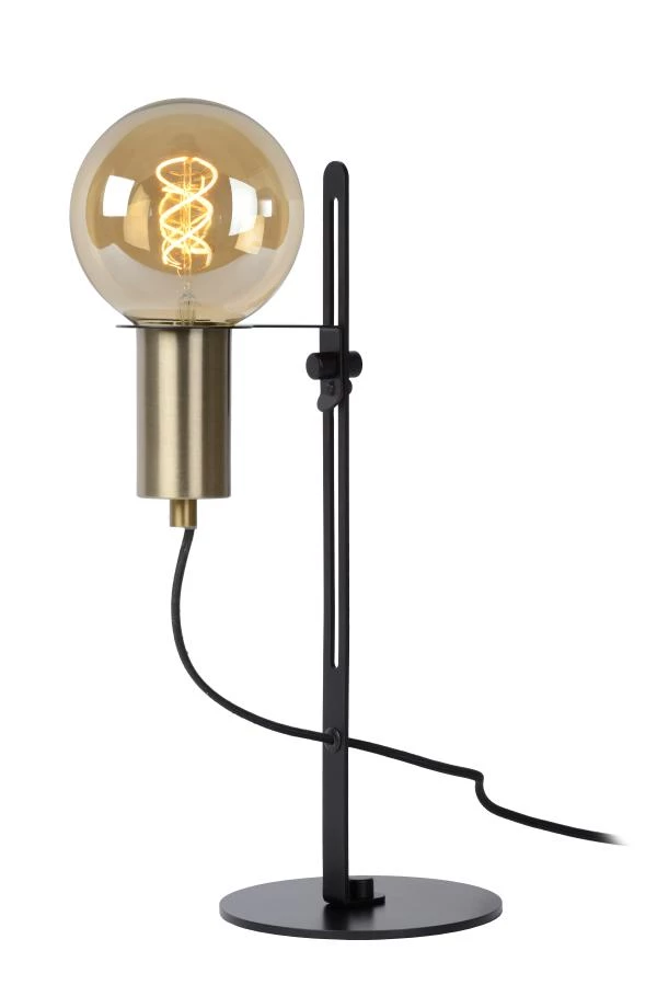Lucide MALCOLM - Tischlampe - Ø 23 cm - 1xE27 - Schwarz - EINgeschaltet