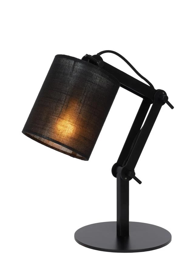 Lucide TAMPA - Bureaulamp - 1xE27 - Zwart - aan