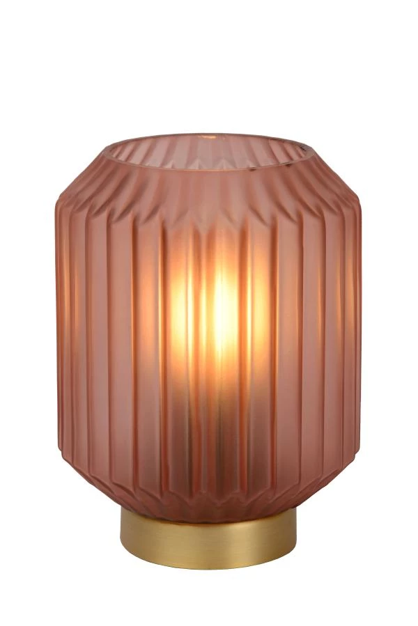 Lucide SUENO - Lampe de table - Ø 13 cm - 1xE14 - Rose - allumé 6
