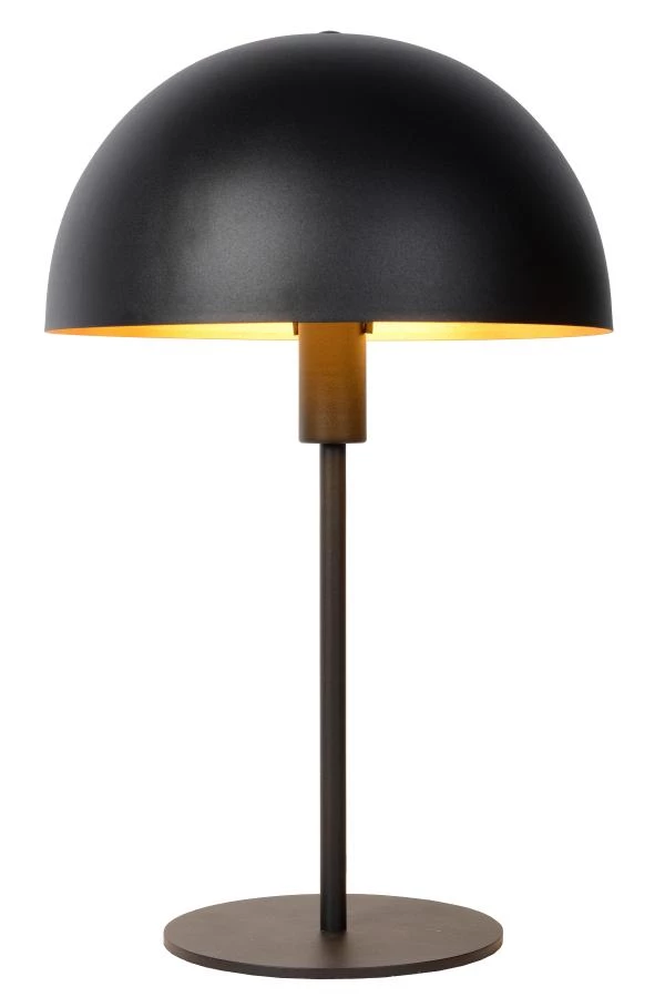 Lucide SIEMON - Lampe de table - Ø 25 cm - 1xE14 - Noir - allumé