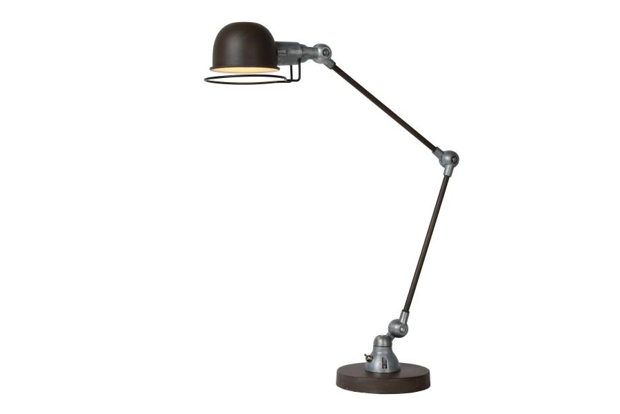 Lucide HONORE - Bureaulamp - 1xE14 - Roest bruin - aan 7