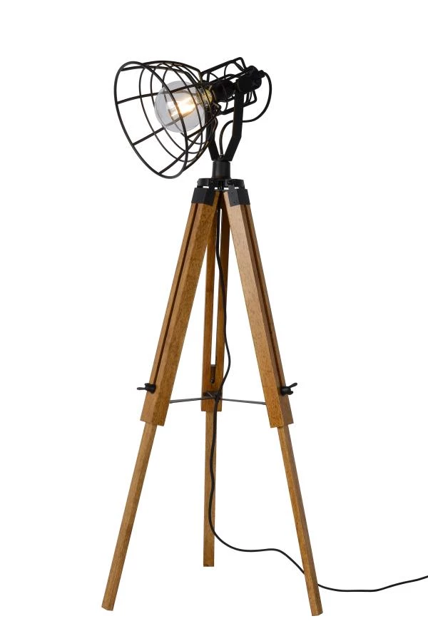 Lucide JOSHUA - Vloerlamp - 1xE27 - Zwart - aan