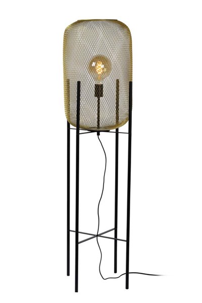 Lucide MESH - Lámpara de suelo - Ø 35 cm - 1xE27 - Oro mate / Latón