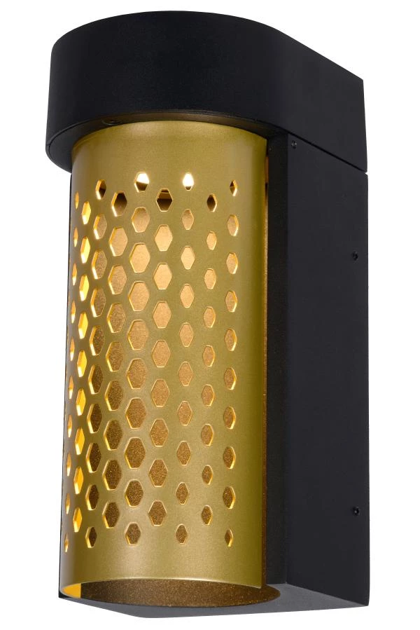 Lucide KIRAN - Wall light Indoor/Outdoor - LED - 1x10W 2700K - IP65 - Matt Gold / Brass - on 2