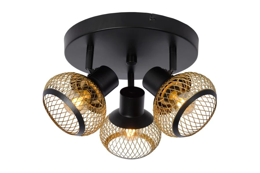 Lucide LUCAS - Spot plafond - 3xE14 - Or Mat / Laiton - AAN 2