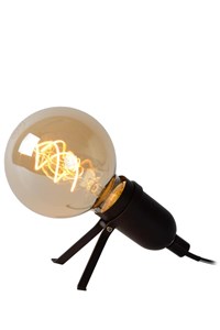Lucide PUKKI - Tischlampe - LED - E27 - 1x5W 2200K - Schwarz EINgeschaltet