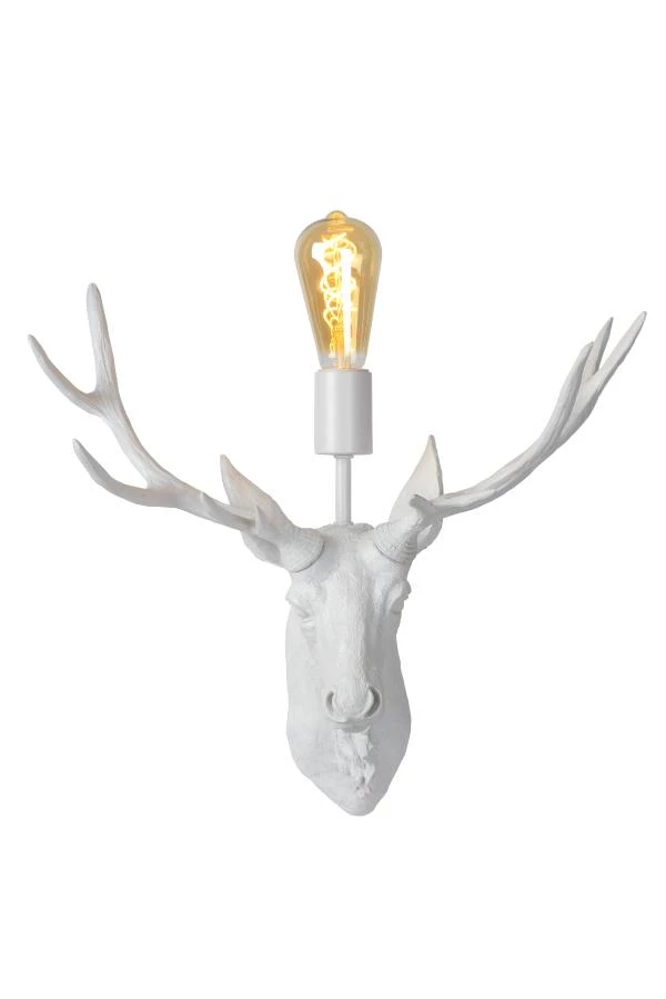 Lucide EXTRAVAGANZA CARIBOU - Wandlamp - 1xE27 - Wit - aan 1