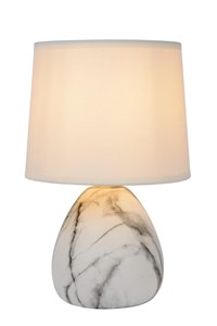 Lucide MARMO - Lampe de table - Ø 16 cm - 1xE14 - Blanc allumé 1