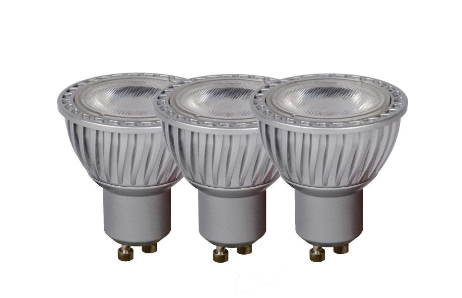 Lucide MR16 - Lámpara led - Ø 5 cm - LED Regul. - GU10 - 3x5W 3000K - Gris - Set de 3 - AAN 6