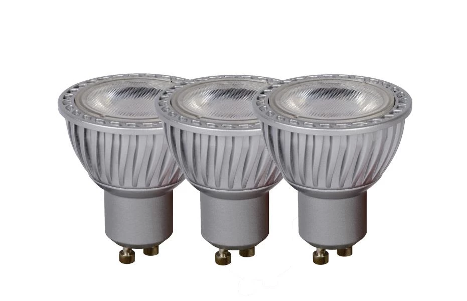 Lucide MR16 - Led lamp - Ø 5 cm - LED Dimb. - GU10 - 3x5W 3000K - Grijs - Set van 3 - aan 6