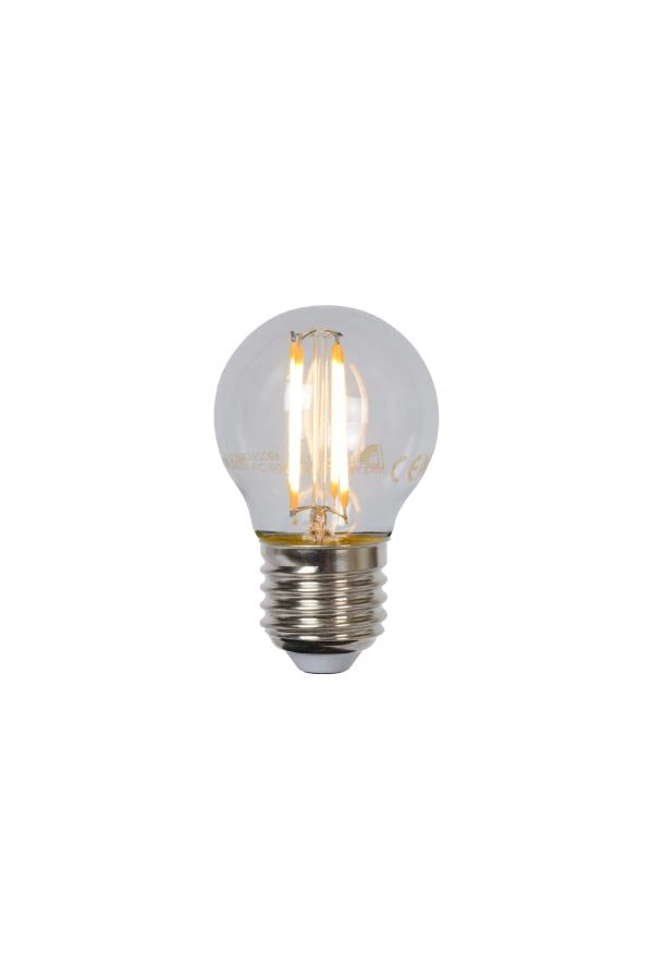 Lucide G45 - Filament lamp - Ø 4,5 cm - LED Dimb. - E27 - 1x4W 2700K - Transparant - aan