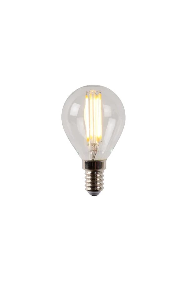 Lucide P45 - Glühfadenlampe - Ø 4,5 cm - LED Dim. - E14 - 1x4W 2700K - Transparent - EINgeschaltet