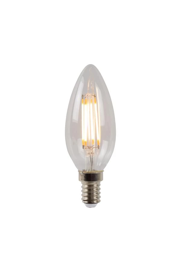 Lucide C35 - Filament lamp - Ø 3,5 cm - LED Dimb. - E14 - 1x4W 2700K - Transparant - aan