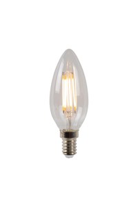 Lucide C35 - Filament lamp - Ø 3,5 cm - LED Dimb. - E14 - 1x4W 2700K - Transparant aan