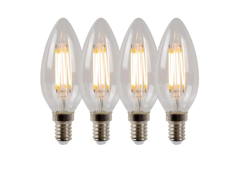 Lucide C35 - Glühfadenlampe - Ø 3,5 cm - LED Dim. - E14 - 4x4W 2700K - Transparent - Set von 4 - AAN