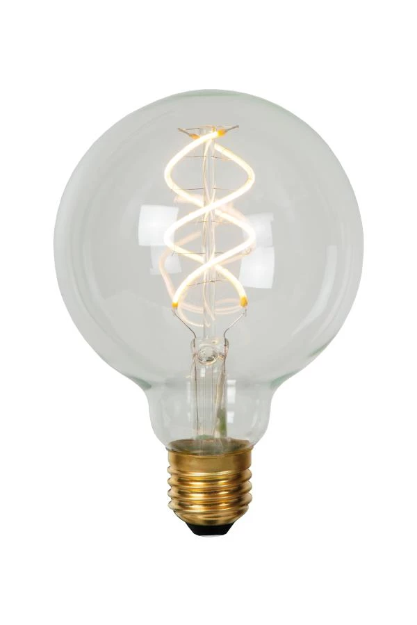 Lucide G95 - Glühfadenlampe - Ø 9,5 cm - LED Dim. - E27 - 1x4,9W 2700K - Transparent - EINgeschaltet