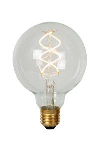 Lucide G95 - Lámpara de filamento - Ø 9,5 cm - LED Regul. - E27 - 1x4,9W 2700K - Transparente encendido