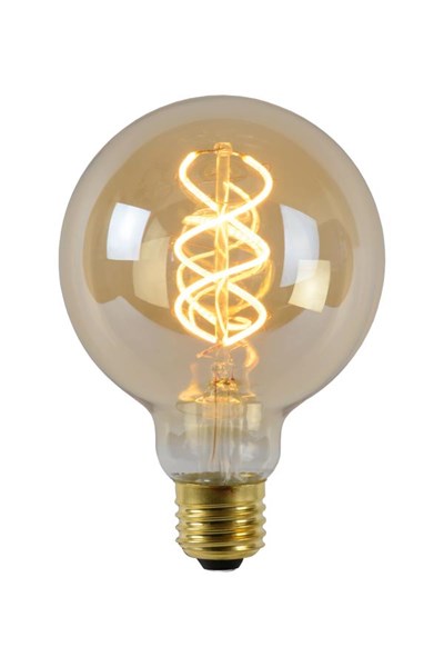 Lucide G95 - Filament lamp - Ø 9,5 cm - LED Dimb. - E27 - 1x4,9W 2200K - Amber