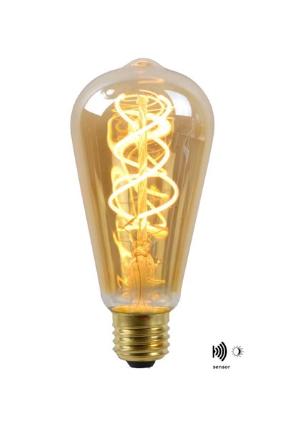 Lucide ST64 TWILIGHT SENSOR - Ampoule filament Extérieur - Ø 6,4 cm - LED - E27 - 1x4W 2200K - Ambre