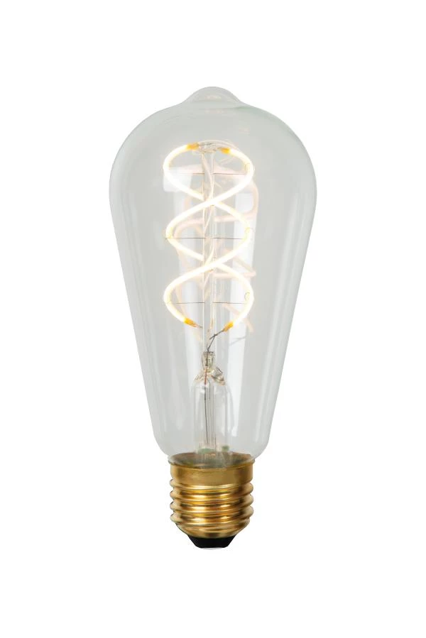 Lucide ST64 - Filament lamp - Ø 6,4 cm - LED Dimb. - E27 - 1x4,9W 2700K - Transparant - aan
